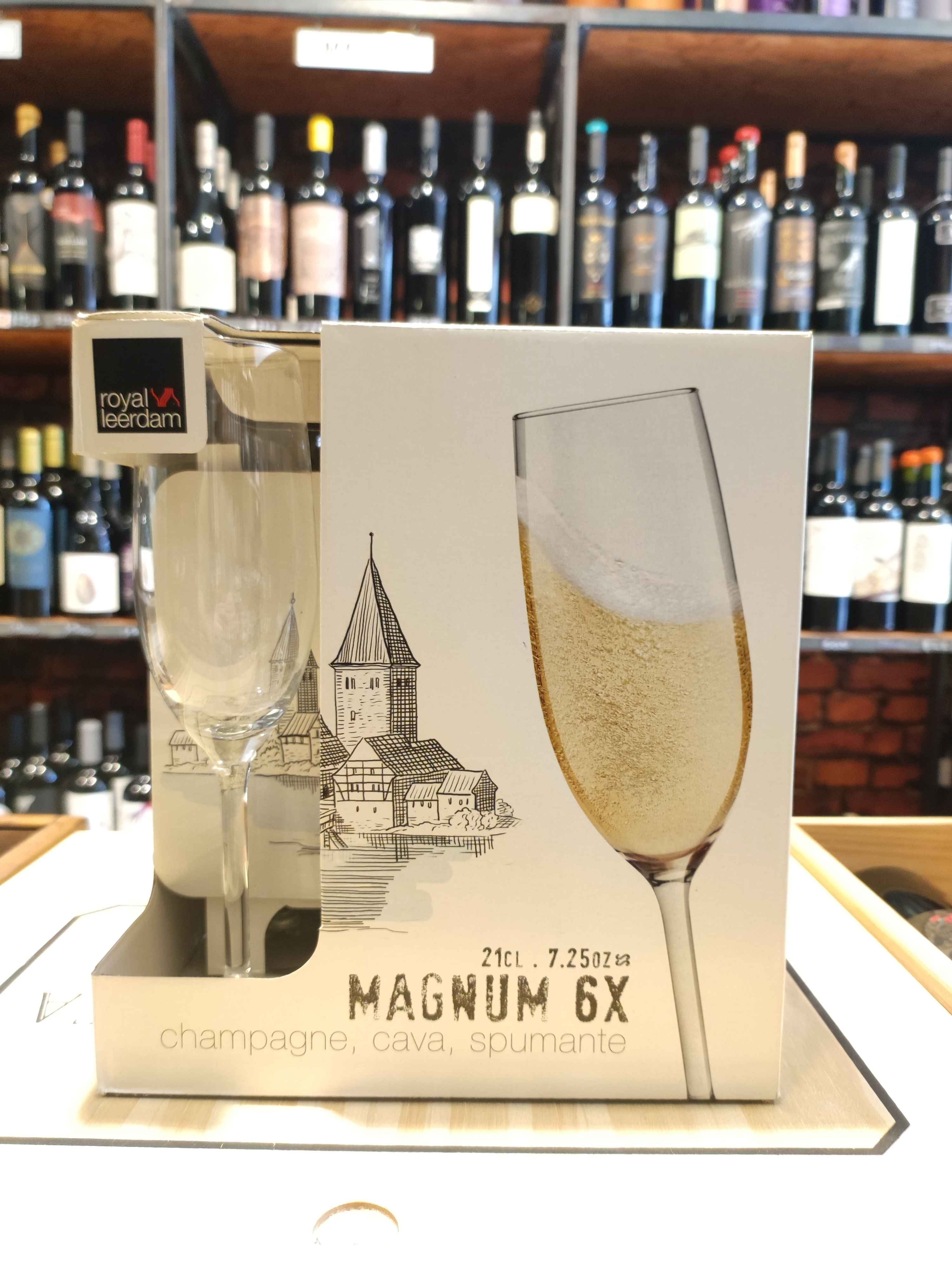 6 unid. x LEERDAM MAGNUM COPA FLAUTA 210 ML